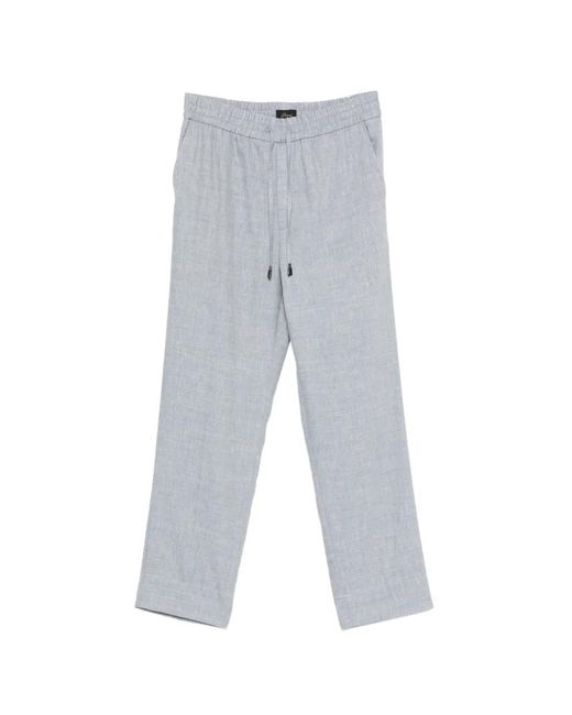 Brioni Gray Drawstring-Fastening Cropped Trousers for men