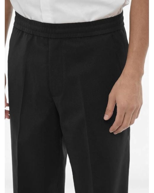 Neil Barrett Black Elasticated-Waistband Turn-Up Trousers for men