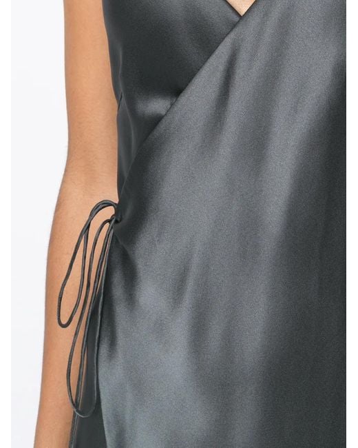Michelle Mason Blue Strappy Wrap Gown