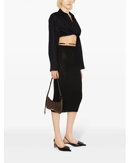 Jacquemus La Jupe Pralu Midi-Rok in het Black