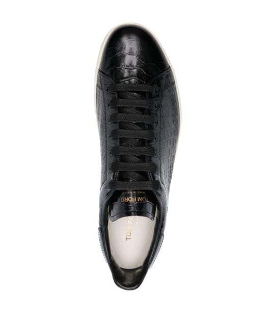 Tom Ford Sneakers Met Krokodillen-reliëf in het Black voor heren