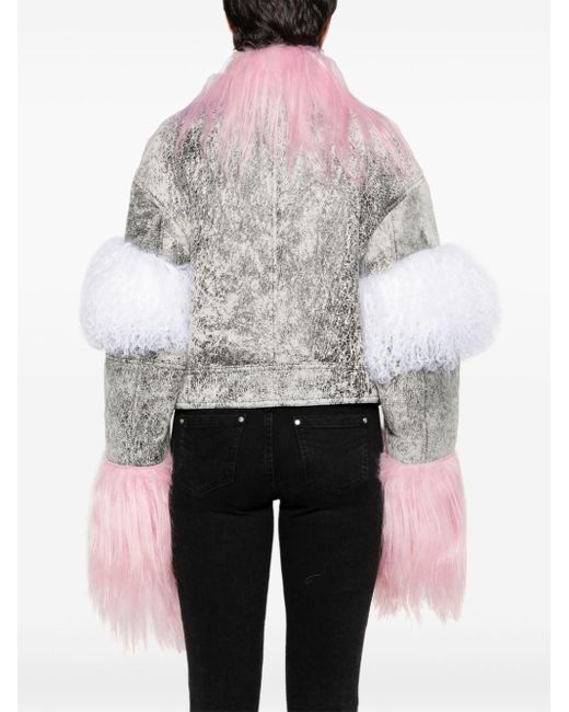 The Attico Pink Shearling-inserts Suede Jacket
