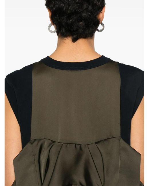 Abito Corto Con Inserti di Sacai in Black