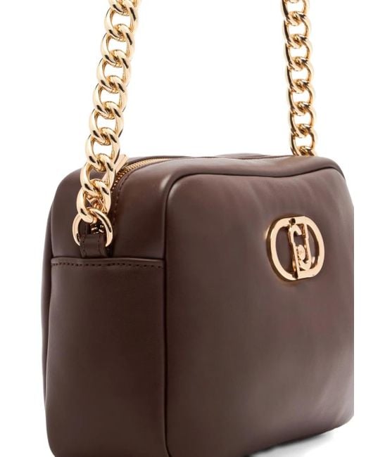 Liu Jo Lapuffy Medium Crossbodytas Met Kettinghengsel En Logoplakkaat in het Brown