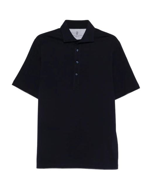 Brunello Cucinelli Black Short Sleeve Polo for men