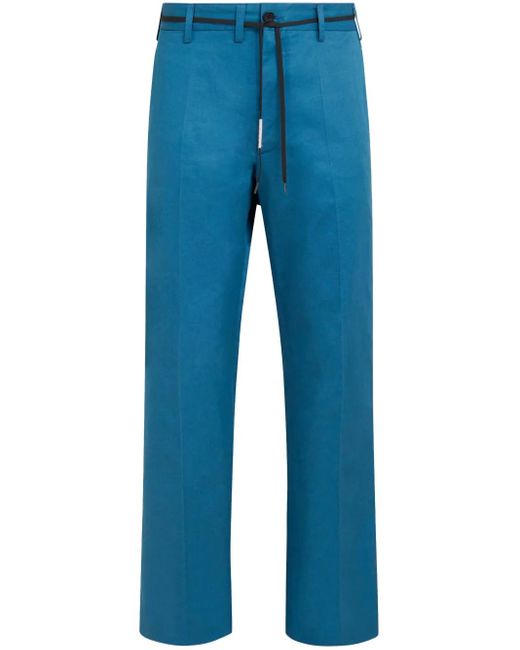 Marni Blue Tied Waistband Straight-Legged Trousers for men