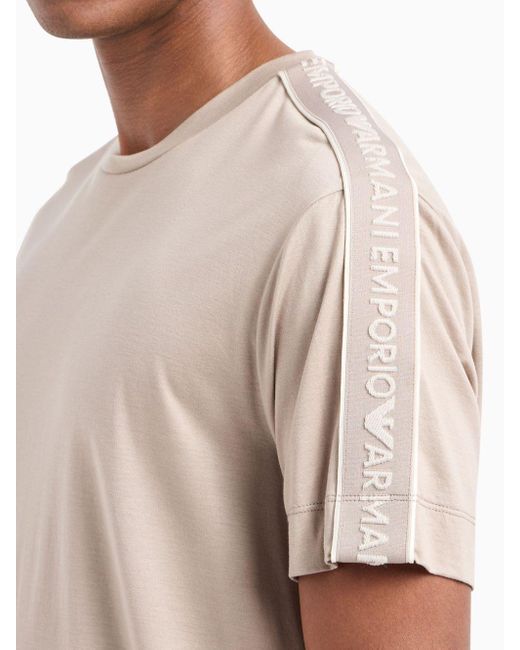 Emporio Armani Natural Logo-tape Cotton T-shirt for men