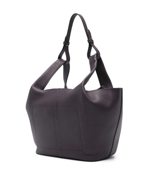 Coccinelle Blue Knotted-Handle Leather Shoulder Bag