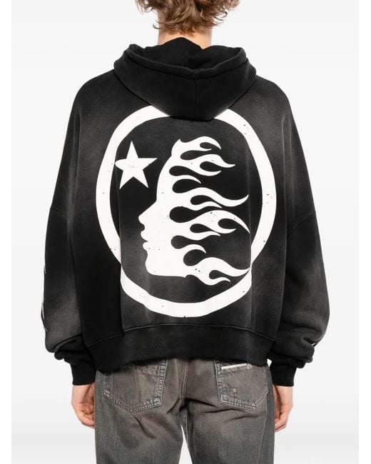 HELLSTAR Black Hstar Graphic Print Hoodie for men