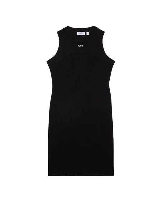 Off-White c/o Virgil Abloh Black Off Stamp Ribbed Round-Neck Mini Dress