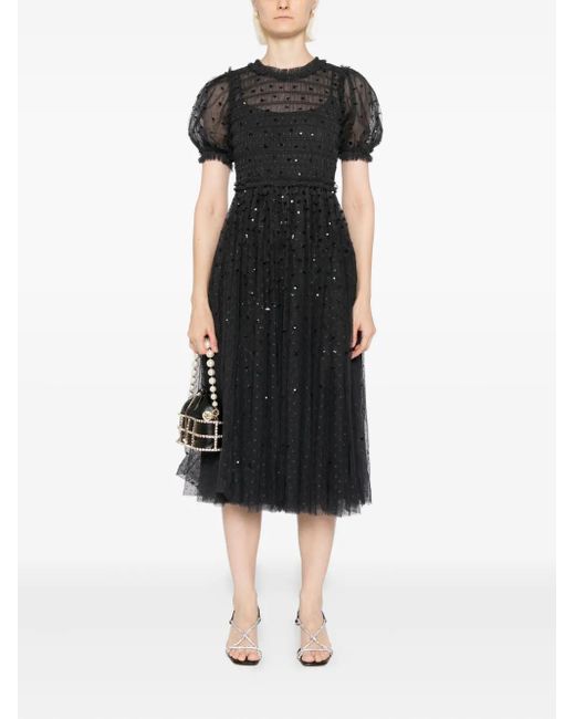 Needle & Thread Black Giselle Midi Dress