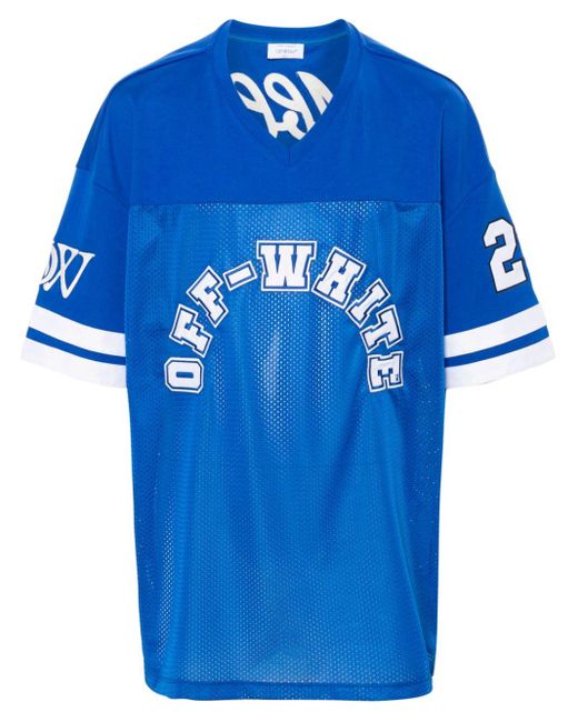 Off-White c/o Virgil Abloh Blue Logo-patch Football T-shirt for men