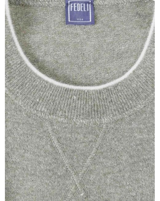 Fedeli Gray Contrast-Trim Jumper for men