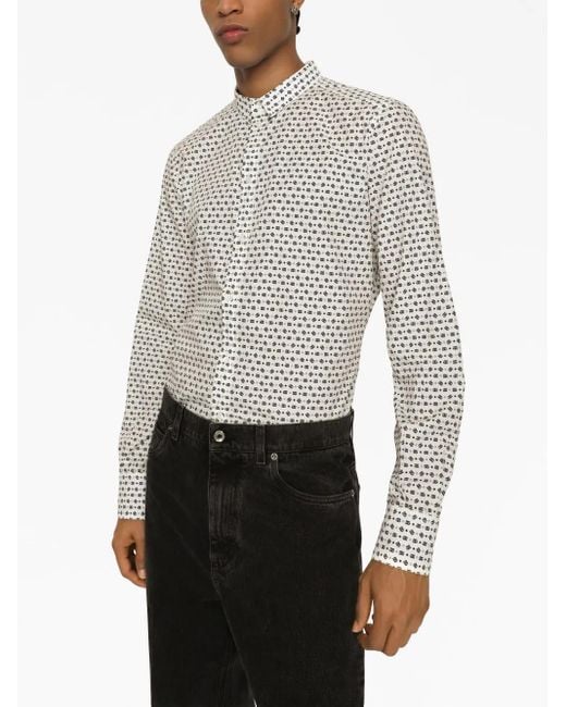 Dolce & Gabbana Natural Dg-Print Long-Sleeve Shirt for men