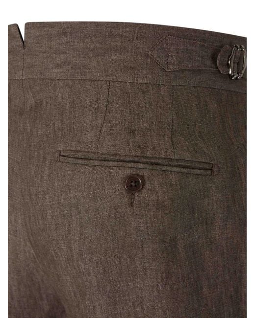SCABAL® Gray Pleated Side-Adjuster Trousers for men