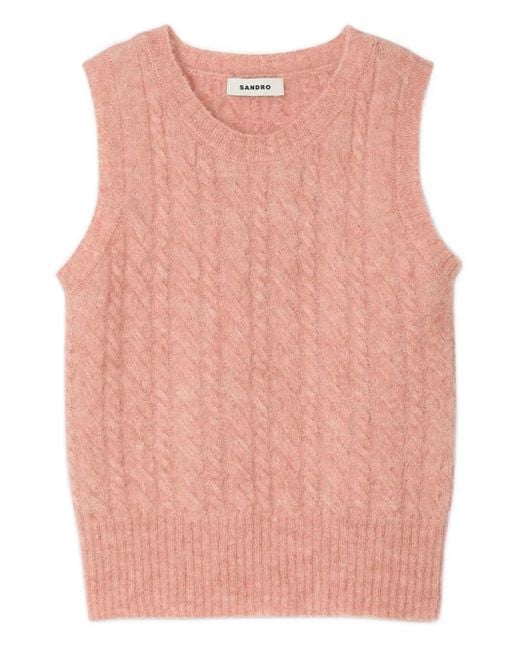Débardeur En Maille Torsadée Sandro en coloris Pink