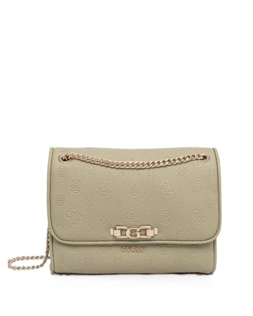 Guess Natural Anise Logo-Embossed Chain-Strap Shoulder Bag