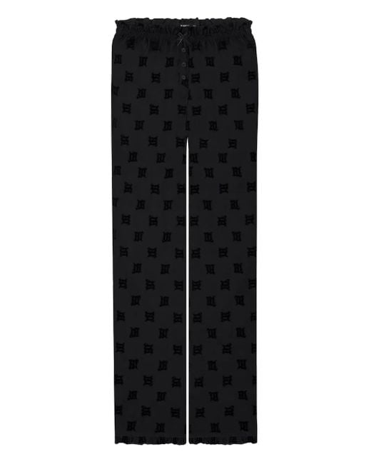 M I S B H V Black Velour-Monogram Pajama Bottoms
