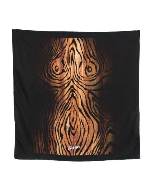 Jean Paul Gaultier Black Wood-Print Silk Scarf