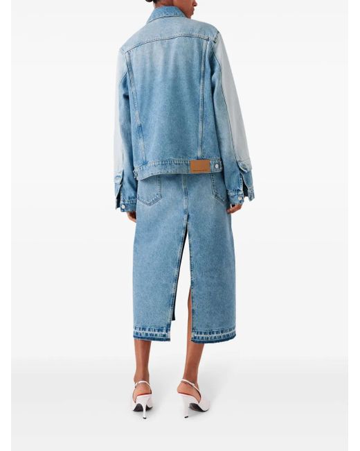 Stella McCartney Blue Cotton Midi Skirt