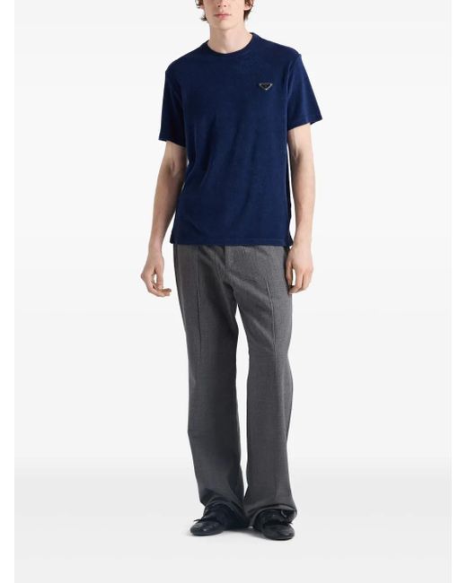 Prada Blue Terry Towelling T-Shirt for men