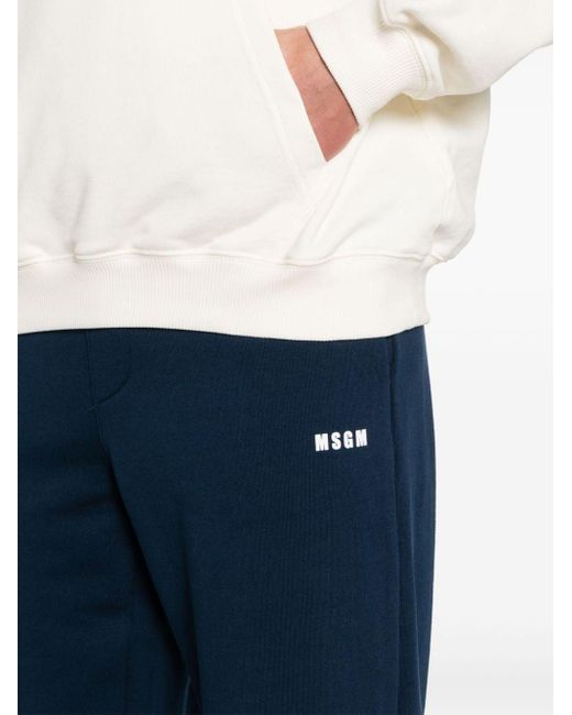 MSGM Blue Logo-print Cotton Track Pants for men