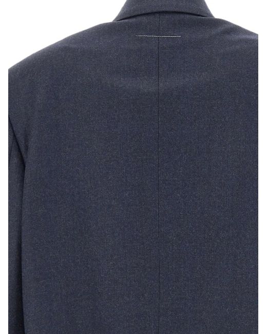 MM6 by Maison Margiela Blue Raw-Cut Cropped Blazer