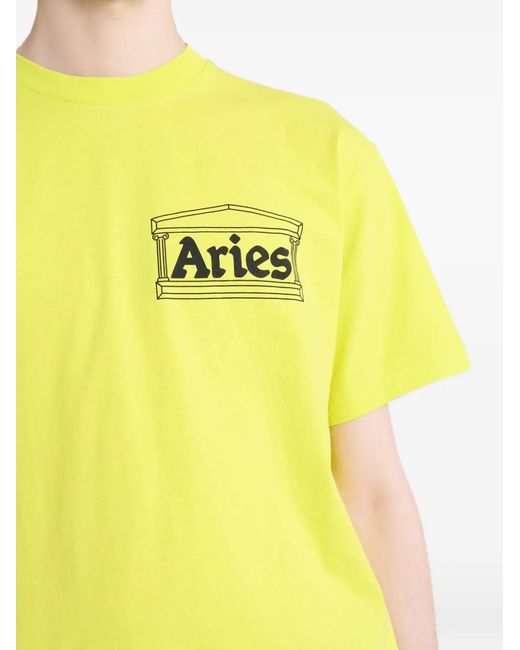 Aries Yellow Logo-Print T-Shirt
