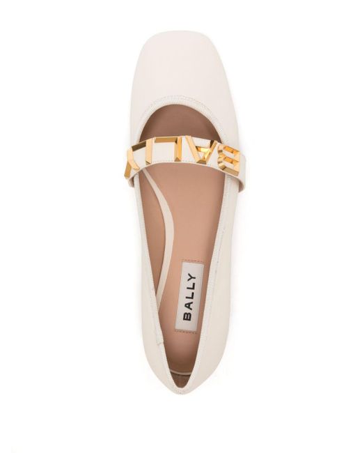 Bally Natural Balby Leather Ballerina Shoes
