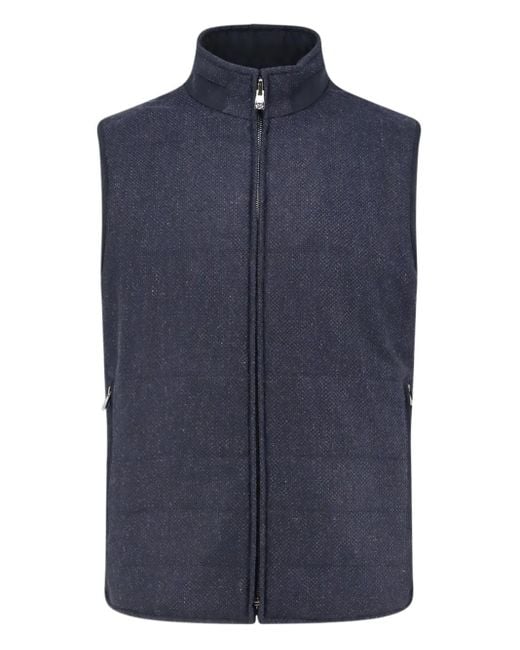 Corneliani Blue Zip Sleeveless Jacket for men