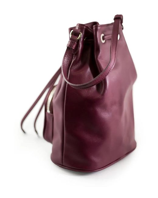 LA ROSE Purple Drawstring Zip Bucket Bag