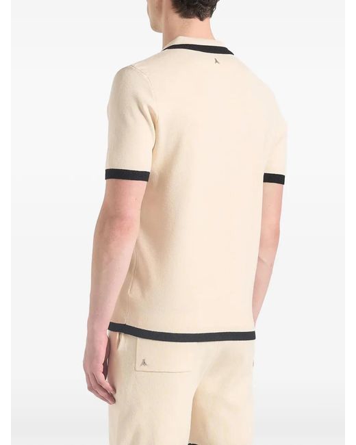 Manière De Voir Natural Lambert Contrast-Detail Knit Cream Polo Shirt for men