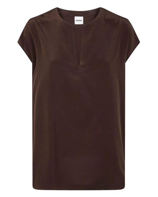 Aspesi シルク Tシャツ Brown