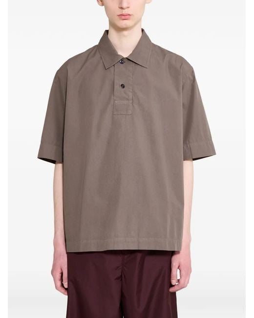 Margaret Howell Gray Mhl. Offset Placket Polo Shirt for men