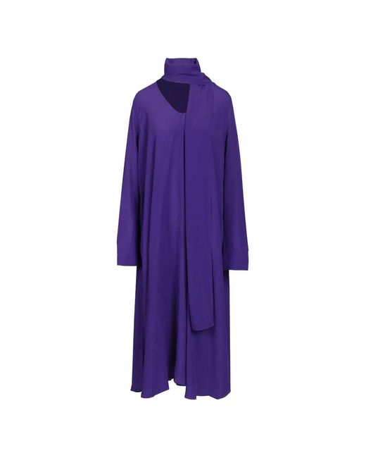 Totême Purple Integrated-Scarf Midi Dress