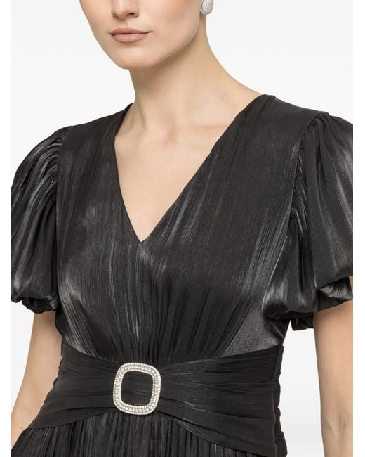 Nissa Black Crystal Detail Midi Dress