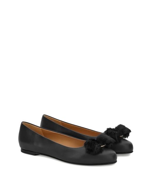 Ferragamo Black Vara Bow Ballet Flats
