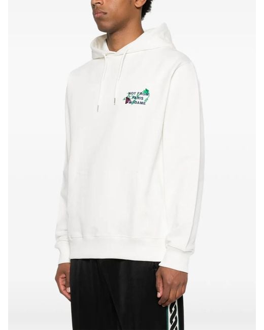 Drole de Monsieur White Vine-Embroidered Hoodie for men