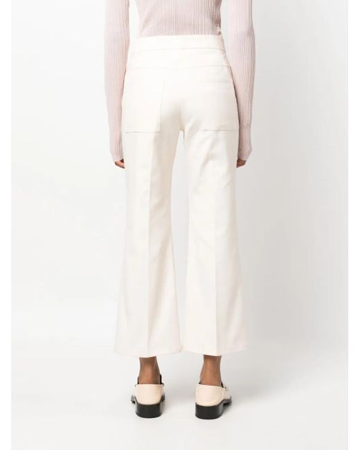 Jil Sander White Pressed-Crease Flared Trousers