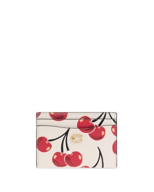 COACH White Cherry Print Cardholder