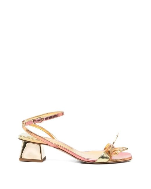 Sophia Webster Natural Butterfly-Detail Metallic-Leather Sandals