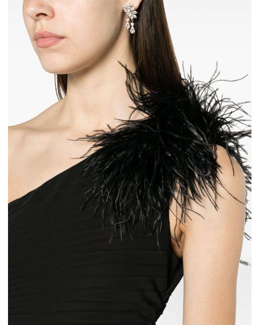 Nissa Black One-shoulder Pleated Maxi Dress