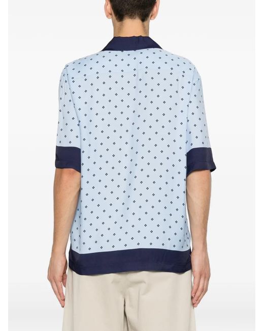 Sandro Blue Monogram-Pattern Shirt for men