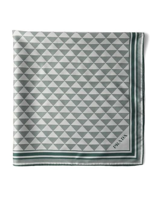 Prada Gray Symbole-Pattern Silk Scarf