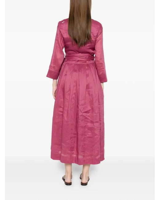 Max Mara Pink Camilla Tie-Waist Midi Dress