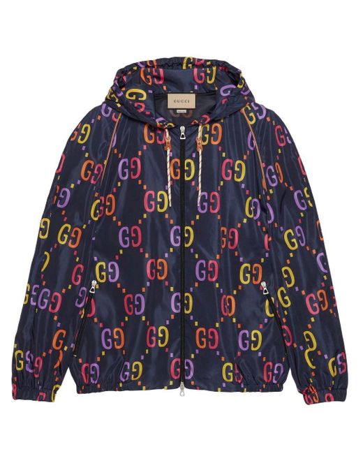 Gucci GG Supreme Hooded Jacket in Blue for Men | Lyst