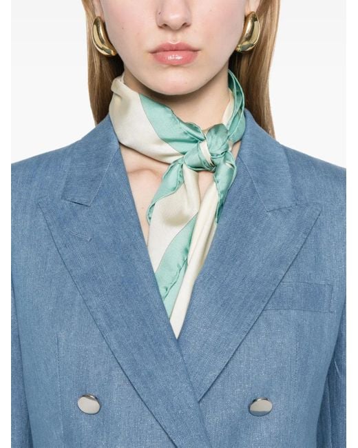Tagliatore Blue Cotton Double-Breasted Jacket