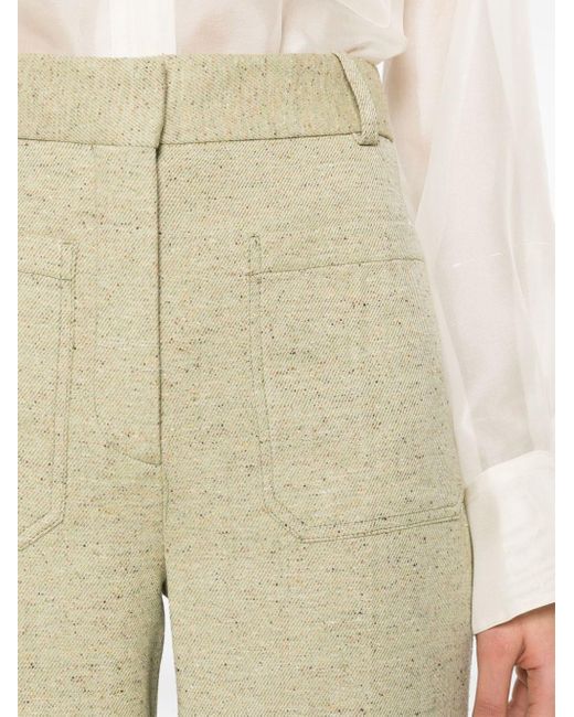 Victoria Beckham Natural Alina Speckle-knit Trousers