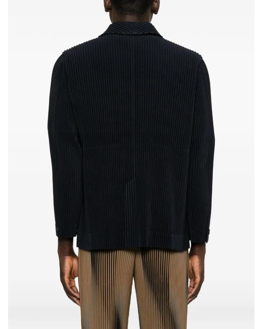 Homme Plissé Issey Miyake Blue Pleated Notch-Lapel Blazer for men