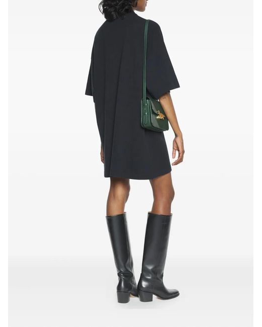 Maison Kitsuné Black Polo-Neck Cotton Mini Dress